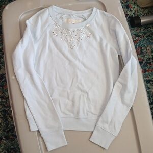 Abercrombie soft crew neck top with jewel embellishments